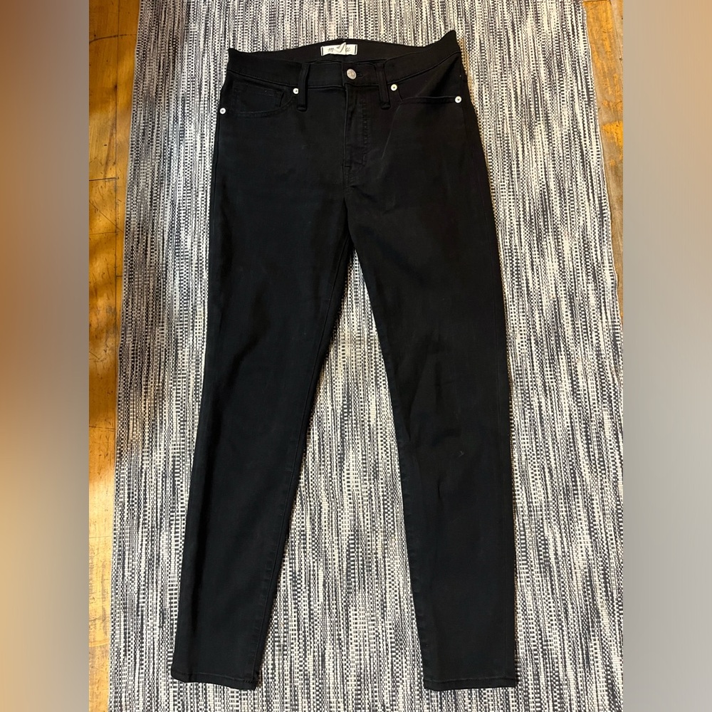 Madewell 9” Mid-Rise Skinny Jeans Size 30 Black Cotton Blend With Stretch EUC